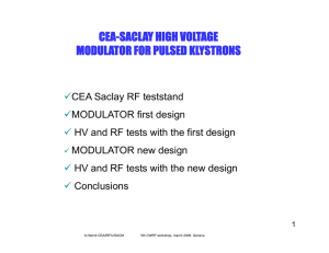 cea-saclay high voltage modulator for pulsed klystrons