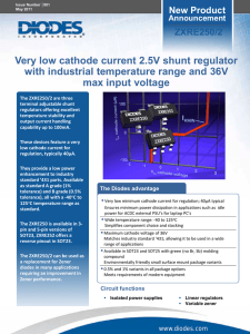 Very low cathode current 2.5V shunt regulator with industrial