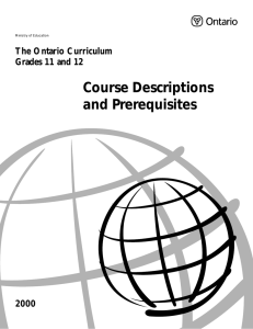Course Descriptions - Ministère de l`Éducation (Ontario)