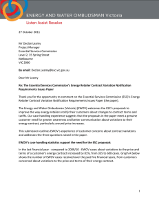 Essential Services Commission`s Energy Retailer Contract Variation