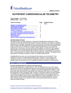 Outpatient Cardiovascular Telemetry
