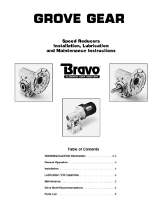 Speed Reducers Installation, Lubrication and