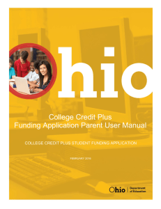 College Credit Plus Funding Application Parent User Manual