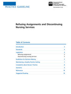 PRACTICE guIdElInE Refusing Assignments and Discontinuing