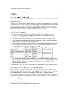 TOPIC 4 STATIC ELECTRICITY