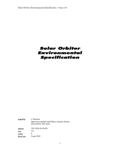 Solar Orbiter Environmental Specification