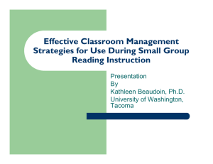 Effective Classroom Management Strategies for Use During Small