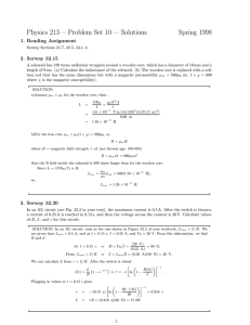 Physics 213 — Problem Set 10 — Solutions Spring 1998
