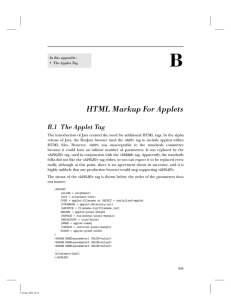 HTML Markup For Applets