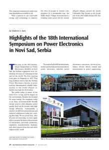 Highlights of the 18th International symposium on Power Electronics
