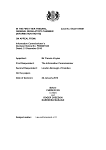 Information Tribunal Case No. EA/2011/0007
