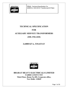 TECHNICAL SPECIFICATION FOR AUXILIARY SERVICE