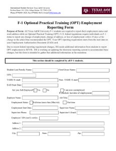 (OPT) Employment Reporting Form - International Student Services