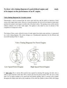 To draw valve timing diagram of a petrol/diesel engine and study of