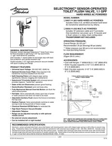 selectronic® sensor-operated toilet flush valve, 1.1 gpf