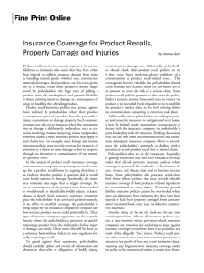 Insurance Coverage for Product Recalls, Property Damage and