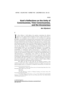 Kant`s Reflections on the Unity of Consciousness, Time