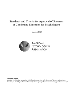 Standards and Criteria - American Psychological Association