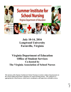 July 10-14, 2016 Longwood University Farmville, Virginia Virginia