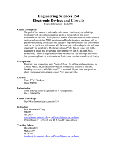 Engineering Sciences 154 Electronic Devices and Circuits