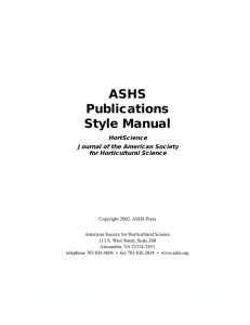 ASHS Publications Style Manual