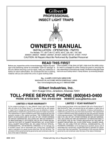 owner`s manual - Gilbert Industries, Inc.