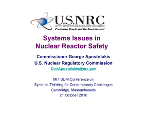 Systems Issues in Nuclear Reactor Safety