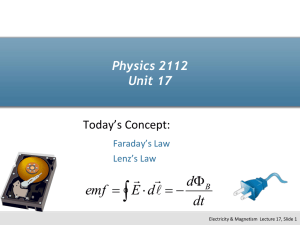 Unit 17 - Faraday`s Law