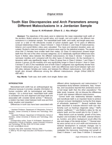 Tooth Size Discrepancies and Arch Parameters among Different