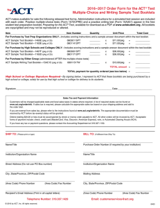 ACT Sample Test Booklet Order Form