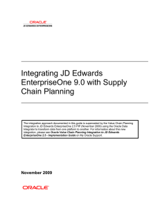 Integrating JD Edwards EnterpriseOne 9.0 with Supply Chain Planning