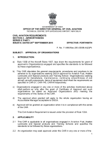 Approval of organisation - Directorate General of Civil Aviation