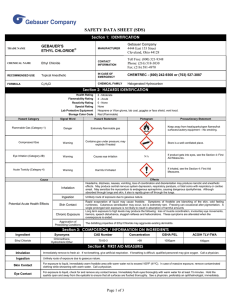 Ethyl Chloride Safety Sheet