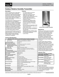 Hx-67x3 Series Outdoor Relative Humidity Transmitter Catalog Page
