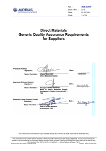 Direct Materials Generic Quality Assurance Requirements for