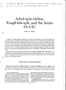 Adad-apla-iddina, Esagil-kin-apli, and the series SA.GIG