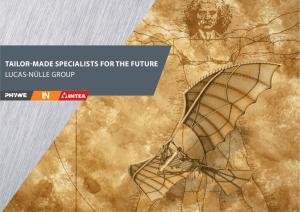 TAILOR-MADE SPECIALISTS FOR THE FUTURE