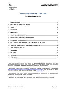 Grant conditions - Health Innovation Challenge Fund
