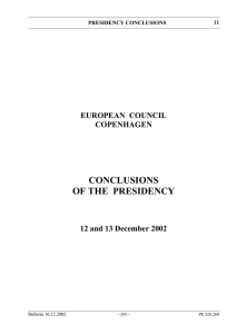 13 December 2002 Presidency Conclusions