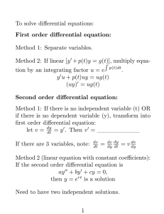 To solve differential equations: First order differential equation