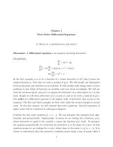 Chapter 1 First Order Differential Equations §1 What is a differential