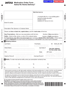 Medication Order Form Aetna Rx Home Delivery