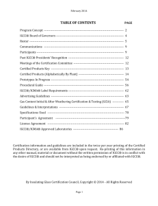 table of contents - Insulating Glass Certification Council (IGCC)