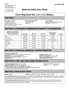 Material Safety Data Sheet Valve Regulated Gel (Lead Acid) Battery