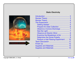 Static Electricity Introduction ................................................. 2 Review
