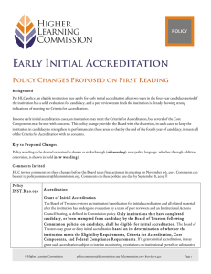 Early Initial Accreditation - The Higher Learning Commission