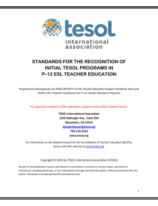 standards for the recognition of initial tesol programs in p–12 esl