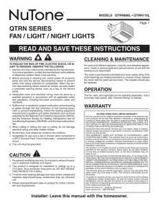 qtrn series fan / light / night lights read and save these instructions