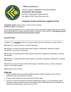 Computer Science Instructor Applicant Pool
