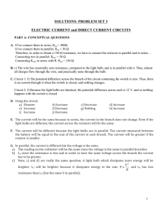 SOLUTIONS: PROBLEM SET 3 ELECTRIC CURRENT and DIRECT